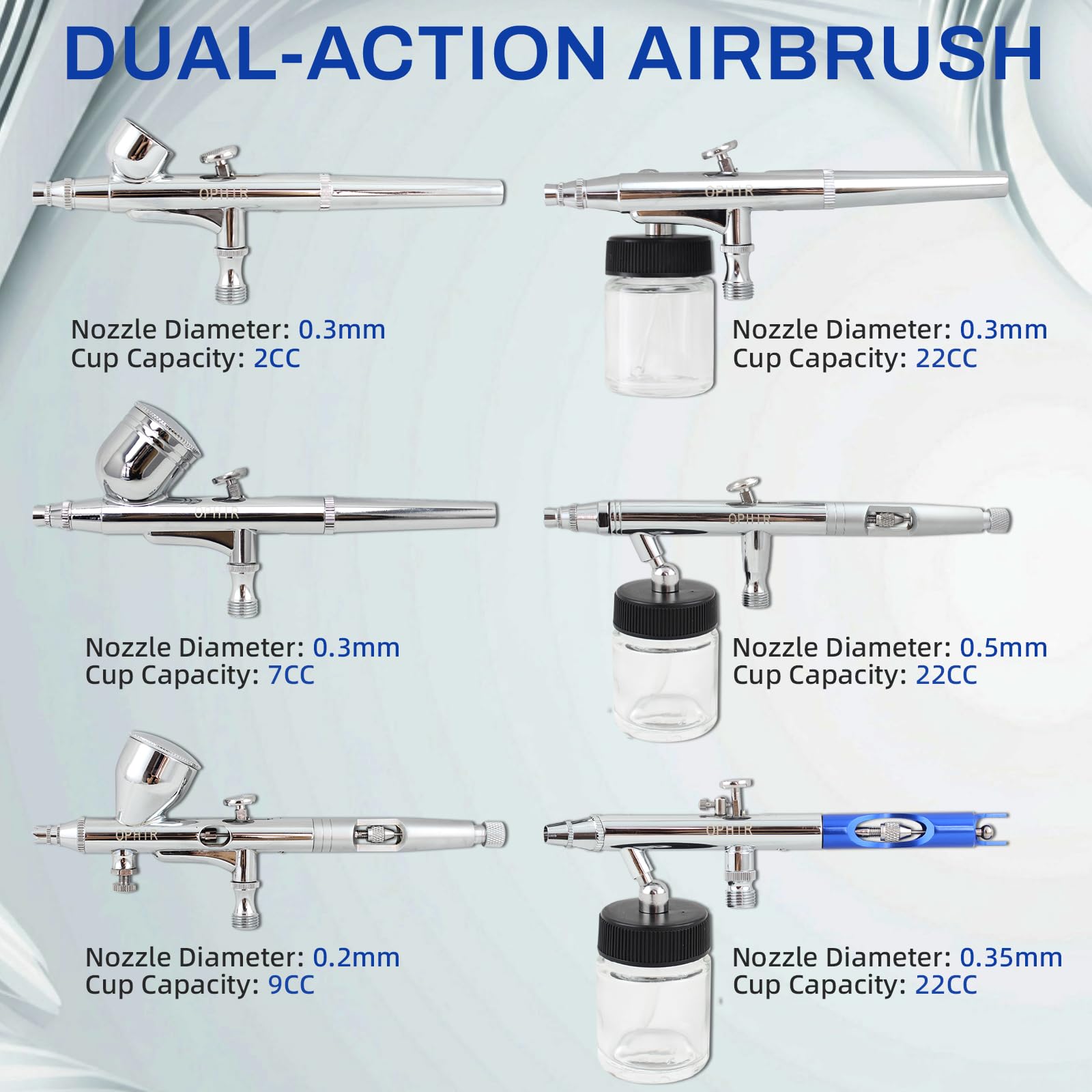 Amazon.com: OPHIR 6 Pieces Dual Action Airbrush Gun Kit,Airbrush